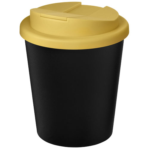 Gobelet recyclé personnalisé Espresso Eco 250 ml anti-déversement Americano® Noir / Jaune
